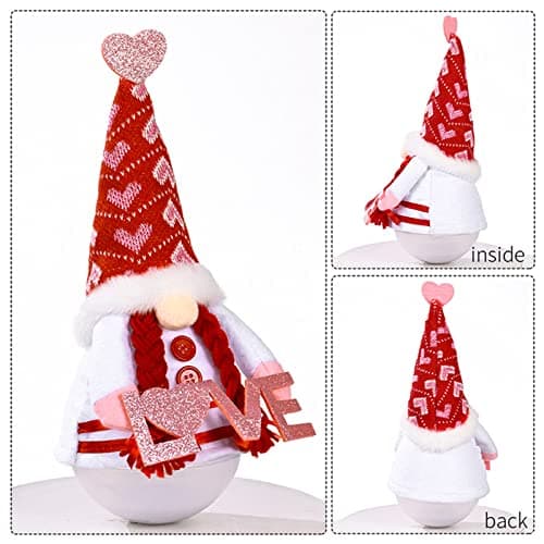 Valentines Day Decor - Valentines Day Decorations - Red Valentine Tumbler Plush Gnomes Decorations for Home, Office - Valentine's Gifts for Her, Wife, Women - Romantic Anniversary Vday Wedding Gift - Thumbnail 5