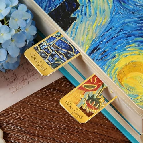 Metal Bookmarks with Tassel, Kinsound Golden Van Gogh Monet Oil Painting Theme Cute Hollow Book Markers for Reading Women, Kids, Teachers, Students, Reading Accessories Gifts for Book Lovers (8PCS) - Thumbnail 6