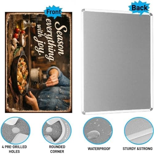 Season Everything With Joy Tin Sign Vintage Kitchen Wall Decor Rustic Cooking Quote Metal Poster Farmhouse Culinary Art 8x12 Inch Retro Food Lover Gift Home Restaurant Cafe Bar Wall Display - Thumbnail 6