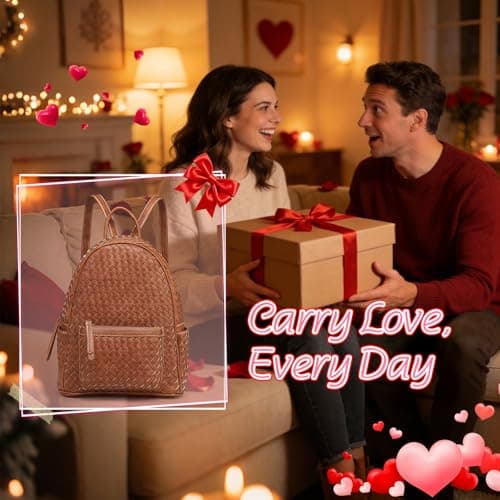 SHOMICO Mini Woven Backpack Purse for Women Trendy Daypacks Stylish Backpack Women's Fashion Handbag for Easter Egg Hunt, Spring Travel Vacation, Easter Gift (Small Camel Woven) - Thumbnail 2