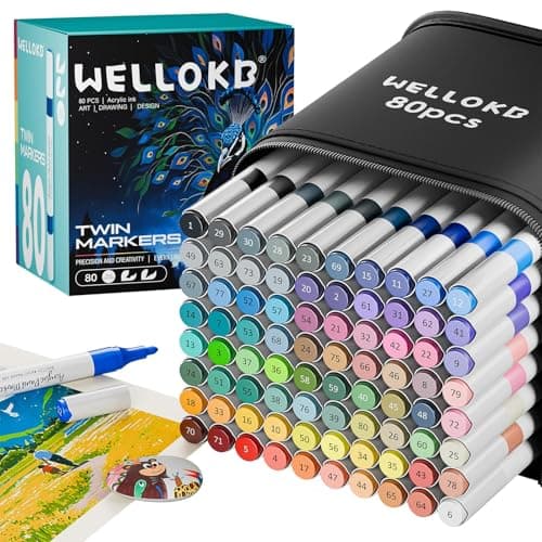 80 Colors Dual Acrylic Paint Markers, Fabric Markers, Brush Permanent Paint Pens for Wood, Glass, Rocks, Paper, Coloring Book, Ceramic, DIY Crafts, Art School Supplies - Image 1