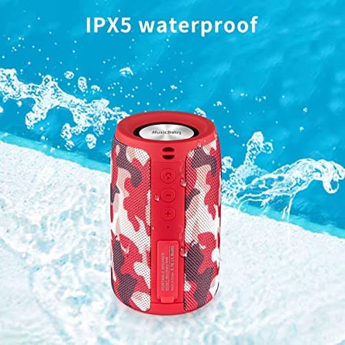 Musibaby Bluetooth Speaker Wireless Portable, IPX5 Waterproof Bluetooth Speakers with Dual Pairing, 24H Playtime, Rich Stereo Bass for Home, Travel, Party, Outdoor | Electronic Gifts (Camo Red) - Thumbnail 6