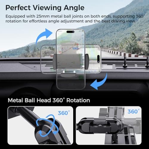 DIAMOOKY Upgraded Metal Phone Mount for Jeep Wrangler JL JLU 2018-2023 & Gladiator JT 2020-2023 Accessories, Dash Phone Holder No-Drill Factory Bolt Rock-Solid with Duck Mounts (Not for 4xe & 2024+) - Thumbnail 4