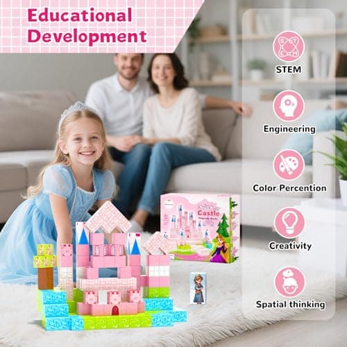 Hiwawind Magnetic Blocks Princess Toys - Easter Gifts for Kids - Princess Castle Building Blocks,Birthday Gifts for Girls, Toys for 3 4 5 6 7 8 Year Old Girls Boys, Preschool Toddlers Travel Toys - Thumbnail 6