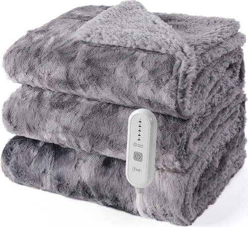 Heated Blanket Full Size,Fast Heating Soft Faux Fur Electric Blankets 72"x84",5 Heat Settings & 10 Hrs Auto Off,Machine Washable, Over-Heat Protection (Grey) - Image 1