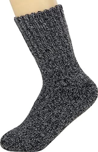 Weweya Thick Socks for Winter Womens Thick Warm Winter Vintage Knit Thermal Soft Comfort Crew Socks Home Sleeping Sock Black, Brown, Grey - Thumbnail 6