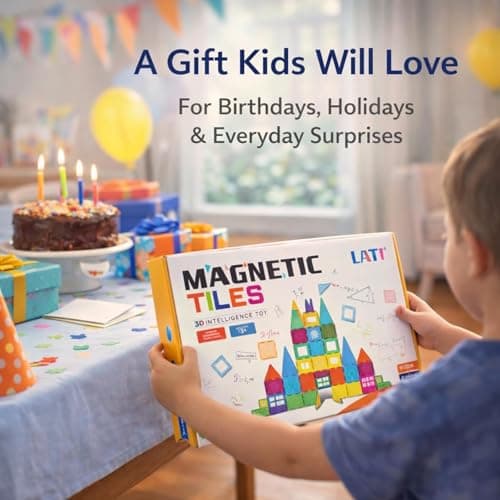 LATI 130-Piece Magnetic Tiles Building Toy Large Set for Kids,Magnetic Building Blocks Construction Set,Open-Ended Play STEM Educational Toy,Compatible with Other Brands,Gift for Boys & Girls Ages 3–8 - Thumbnail 6