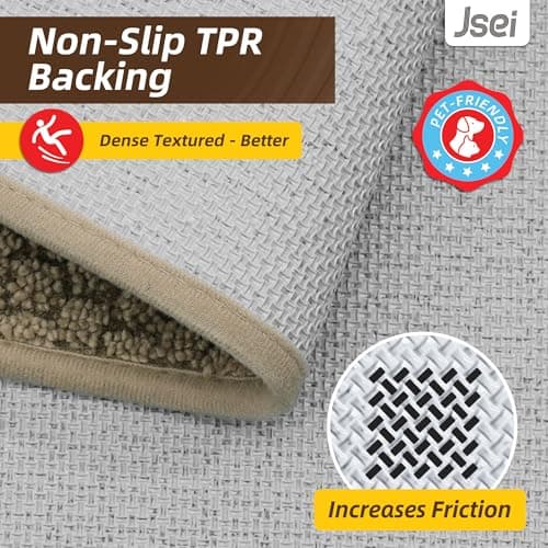 JSEI Dirt Trapper Door Mat 20"x32", Non-Slip Entryway Rugs Doormat Indoor, Washable Absorbent and Stain Resist Welcome Floor Mat for Front Door, Dog Door Mat, Muddy Wet Shoes & Paws, Beige - Thumbnail 5