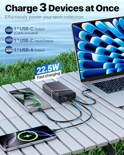 Portable Charger 20000mAh, 22.5W PD 3.0+QC 4.0 Super Fast Charging Power Bank, Cooler Aerospace Metal Case for iPhone 17 16 15 14, 13 Android, iPad, Samsung Google Tablet & More, Travel Essential - Thumbnail 3