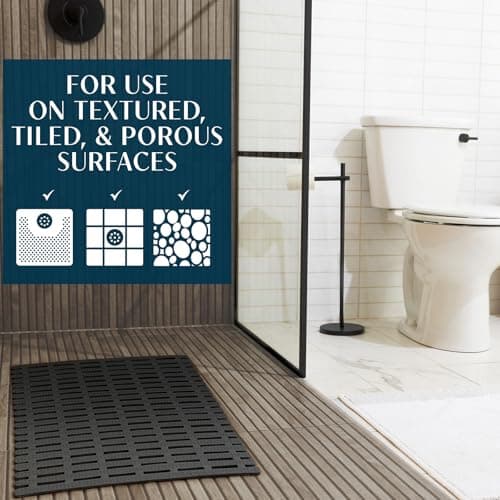 SlipX Solutions Weighted Non Slip Bath Mat for Textured Tub & Shower Surfaces, Patent Pending, Anti Slip Bathtub Safety Without Suction Cups, Doesn’t Float, Works on Tile & Stone 31” x 15”, Black - Thumbnail 2