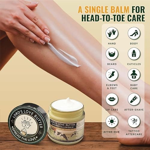 Lord's Love Butter Natural Organic Tallow and Honey Balm That Actually Absorbs - Organic Grass Fed Beef Tallow Face Moisturizer for Dry Aging Skin - Restores What Synthetic Lotions Strip Away - Thumbnail 4