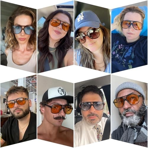 YDAOWKN Retro Aviator Sunglasses for Women Mens Large Frame Classic Vintage 70s Sun Glasses Aviators - Thumbnail 4