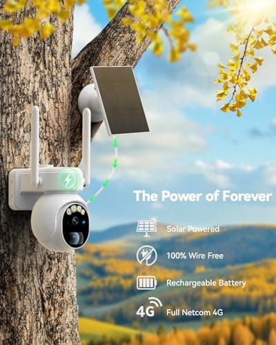 Slice Jelly 4gLte Cellular Security Camera, No WiFi Security Camera ，360°View PTZ, ABS Fireproof IP65 Waterproof, 2K HD Color Night Vision, Human Tracking, 2-Way Audio - Thumbnail 3