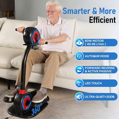2026 New Upgrade Elliptical Exercise Machine,Low-Impact Motorized Pedal Exerciser | Home Recovery Bike for Arm & Leg Ability and Relax,Upper Lower Limb Trainer for Seniors | With Pedal Straps & Gloves - Thumbnail 5