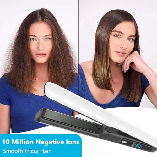 2 in 1 Professional Hair Straightener & Curler, Titanium Plates with Cool Air Fan, 3 Temp Settings (355℉-450℉), Negative Ion for Curly/Thick Hair, Essential Oil Diffuser, Clips & Aromatherapy Pads - Thumbnail 5