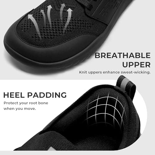 AIRHAS Mens Barefoot Shoes with Wide Toe Box Gym Workout Sneakers for Men Zero Drop Walking Shoes(Black,11.0) - Thumbnail 6