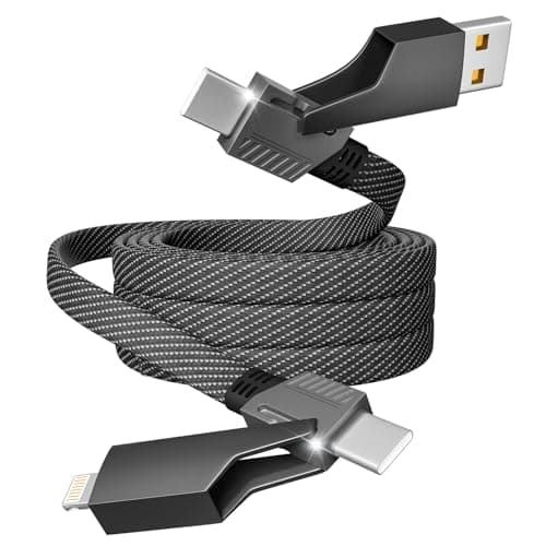 Firsting 4 in 1 Charging Cable 65W, USB C Cable Fast Charger Cord with E-Mark Chip, USB A/C to C/Lightning Cable, Multi iPhone Charger Cord for iPhone16/15/14/13 Series/Phones/Pads and Laptop - Image 1