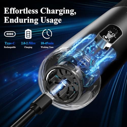 Minthouz Car Vacuum Portable Cordless - 20000PA High Power Handheld Vacuum with LED Display, 2.5H Fast Charging Up to 45 Mins of Runtime, Hand Vac Cordless Rechargeable for Car Home Corner Cabinet - Thumbnail 3