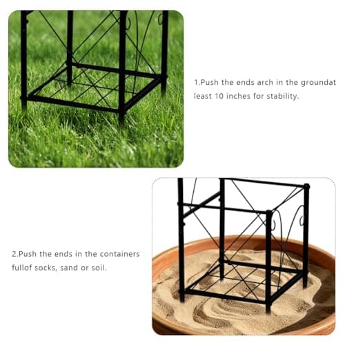 Garden Arch Arbor with Planters 93" Outdoor Metal Garden Trellis - Thumbnail 5