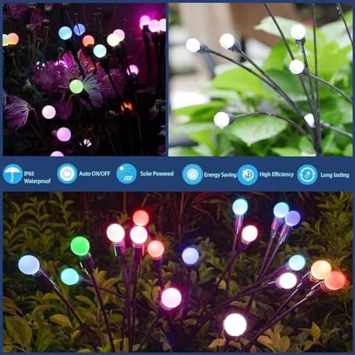 XBllcyiv Solar Garden Lights New Upgraded Swaying Light, Solar Outdoor Lights, Yard Patio Pathway Decoration, High Flexibility Iron Wire & Heavy Bulb Base, 2 Pack 16 LED (Colorful) - Thumbnail 5