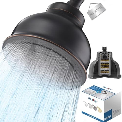 SonTiy Filtered Shower Head, All Metal Shower Filter Head For Hard Water Removes Chlorine, Improve Hair Skin, Adjustable High Pressure Water Softener Showerhead, 6 Inch, Oil Rubbed Bronze - Image 1