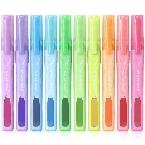 Four Candies Highlighters Assorted Colors, Liquid Highlighter with Clear View Design, Soft Chisel Tip, Classic Colors, 10 Pcs No Bleed Cute Highlighters - Image 1