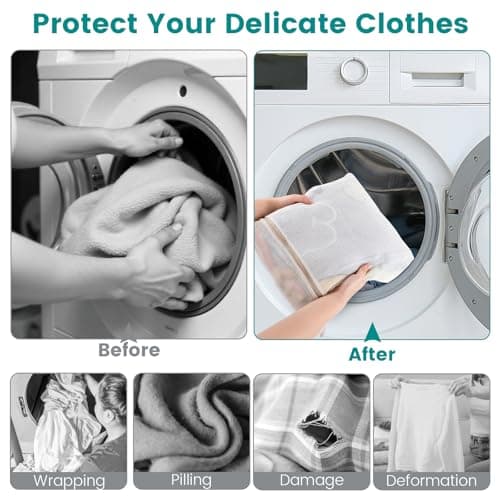 Dntorx 6Pcs Durable Cotton Mesh Laundry Bags for Delicates, 12×16in+16*20in+20*24in Breathable Laundry Mesh Wash Bags with Sturdy Zipper for Delicates, Clothes, Pants, Underwear, Bra, Socks (M+L+XL) - Thumbnail 3