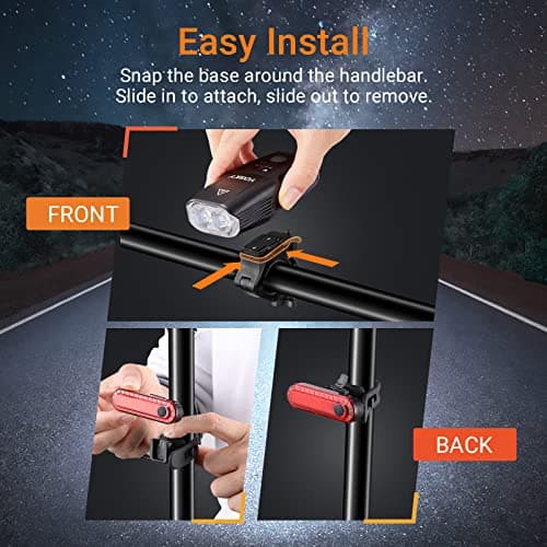 Yosky USB Rechargeable Bike Light Set - EVO 5400mAh Smart Bike Headlight and Tail Light - Super Bright Bike Light Front and Back for Adults Kids Men Women Night Riding - Thumbnail 4