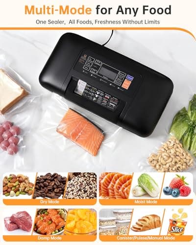 85kPa Heavy Duty Vacuum Sealer Machine, Commercial Grade Food Sealer with Double Seal, One-Hand Operation Handle, Built-in Cutter & Bag Storage, Moist/Dry Modes for Sous Vide, Meat & Meal Prep - Thumbnail 3