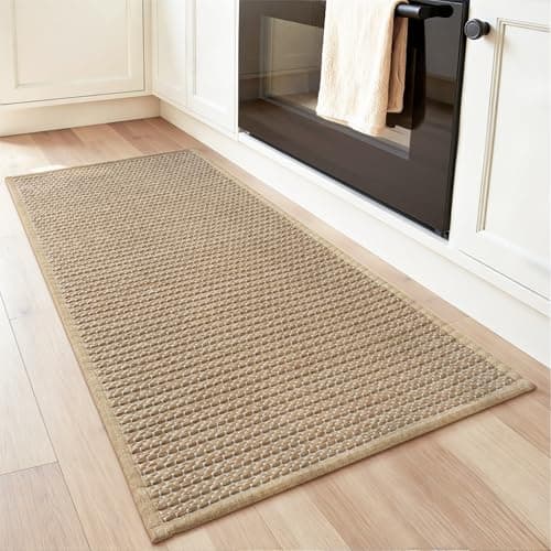 PADOOR Kitchen-Runner Rug, Kitchen-Rugs Non-Slip Washable, Absorbent Kitchen Mats for Floor, in Front of Sink, Laundry, Bathroom, Boho Braided Kitchen Floor Mat (Beige, 20"x47") - Image 1