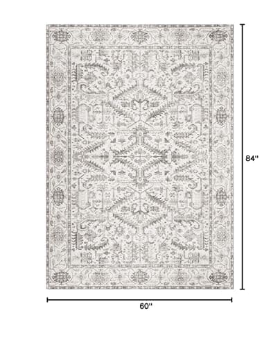 Area Rugs 5x7 for Living Room - Washable Soft Large Vintage Rug Non-Slip Stain Resistant Traditional Stain Resistant Indoor Floor Low Pile Carpet for Bedroom Dining Room or Home Office - White - Thumbnail 2