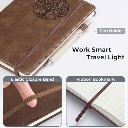 BIYUNRO Lined Journal Notebook for Women & Men, Hardcover Leather Journals for Writing, Diary, Journaling, Bible, Work & Travel, A5 (Brown) - Thumbnail 2