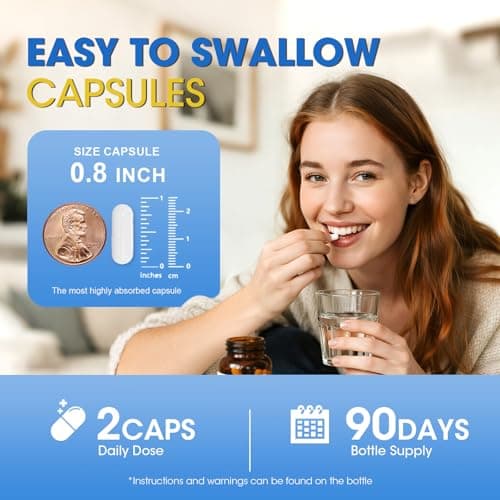 Magnesium Glycinate Capsules, Magnesium Bisglycinate 100% Chelated, Maximum Absorption, Gentle on Stomach, Small Easy to Swallow, Supports Restful Sleep, Muscle, Bone Health - Thumbnail 5