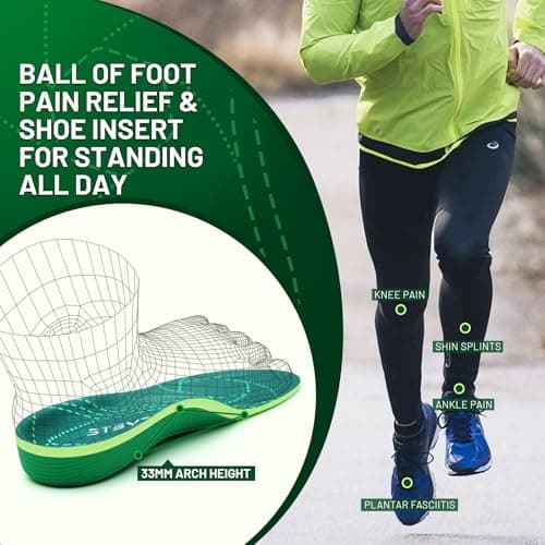 STSVZORR 210 lbs+ Metatarsalgia Insole Plantar Fasciitis Relief Pain Arch Support Insert Men Women Orthotic Flat Feet Heel Spur Comfort Standing All Day, Work Boot Shoe Insole, Size 12-305MM - Thumbnail 5
