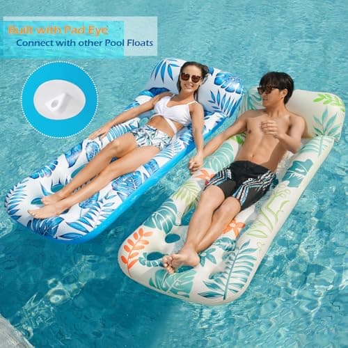 Jasonwell Inflatable Pool Float Lounge - 2 Pack Floaties Rafts for Adults Floating Lounger Sun Tanning Floats Cool Water Floaty Swimming Lake Beach Party Toys - Thumbnail 4