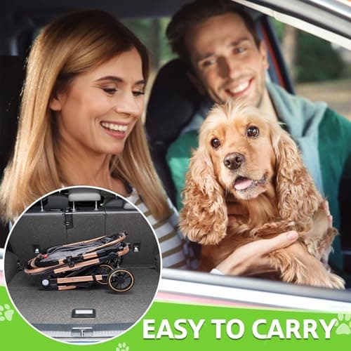Dog Stroller for Dogs - 3 in 1 Pet Stroller with Detachable Storage Basket 4 All-Terrain Rubber Wheels Pull Rod Durable Travel Carrier for Max 45 lbs Medium Dogs 2 Small Cats - Thumbnail 5