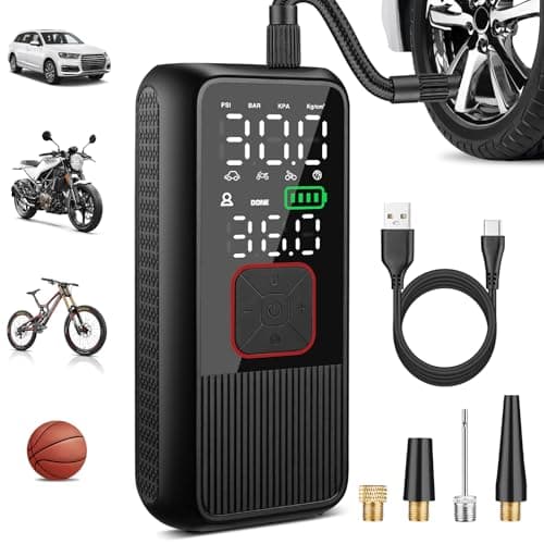 Pwperry Tire Inflator Portable Air Compressor, 150PSI Smart Air Pump for Car Tires with Digital Tire Pressure Gauge, Portable Tire Inflator for Car, Motorcycle, Bike, Ball and More - Image 1