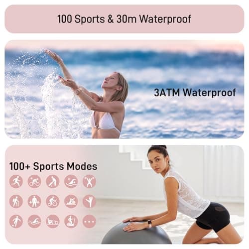 Tensky Smart Watch for Women Android & iPhone, Alexa Built-in, 1.8" Touch Screen Fitness Tracker with Answer/Make Calls, 3ATM Waterproof Heart Rate/Sleep/SpO2 Monitor, Pedometer, 100+ Sport Modes - Thumbnail 6