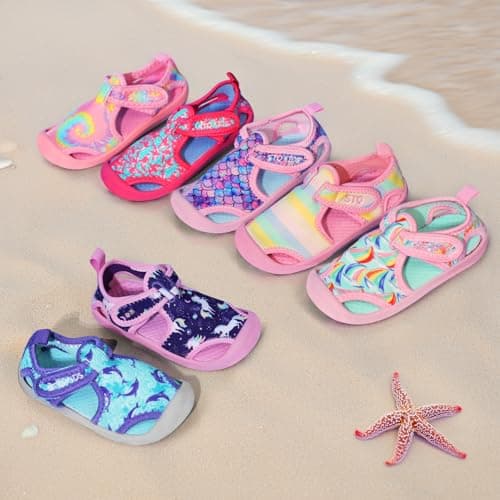 STQ Toddler Water Shoes Cute Aqua Swim Beach Shoes Quick Dry Outdoor Summer Sandals for Girls 7 M US Toddler - Thumbnail 2