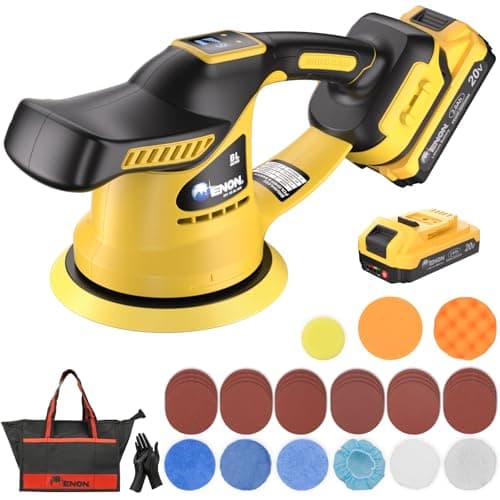 ENON Buffer Polisher, 6 Inch Cordless Car Buffer Polisher Kit Dual Action Random Orbital Polishing with 6-Speed 2300-6000RPM for Auto Detailing, Waxing & Paint Correction - Image 1