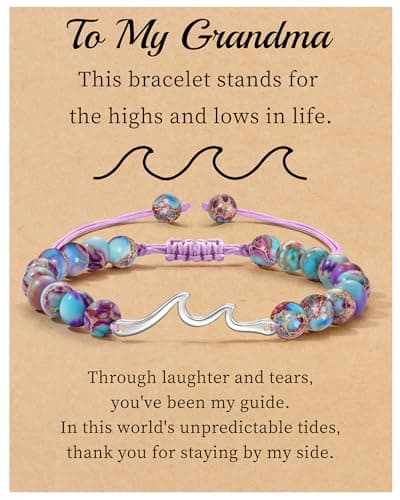 Sistble Gifts for Grandma, Grandma Mothers Day Gifts Birthday Gifts for Grandma from Granddaughter Grandson Retirement Gifts for Women Love Jasper Beaded Bracelets Handmade Jewelry for Grandmother - Image 1