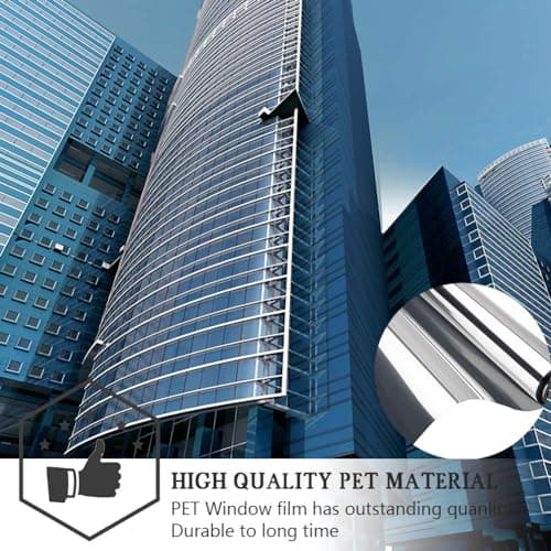 One-Way Privacy Window Film, Daytime Window Film, Sun Protection and UV Protection Non-Adhesive Privacy Film, Reflective Window Film for Home and Office（Silver） - Thumbnail 6