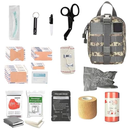 Tactical IFAK Trauma First Aid Kit - Molle Pouch Emergency Survival Kit with Vented Chest Seal, Israeli Bandage, Splint, Thermal Blanket & Gloves for Military, Car, Travel, Hiking, Camping & Outdoor - Image 1