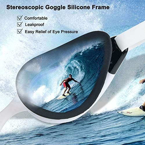 PHELRENA Swim Goggles, Anti Fog,No Leaking,UV Protection,Shatter-Proof, Clear Wide Vision Triathlon Swim Goggles - Thumbnail 3