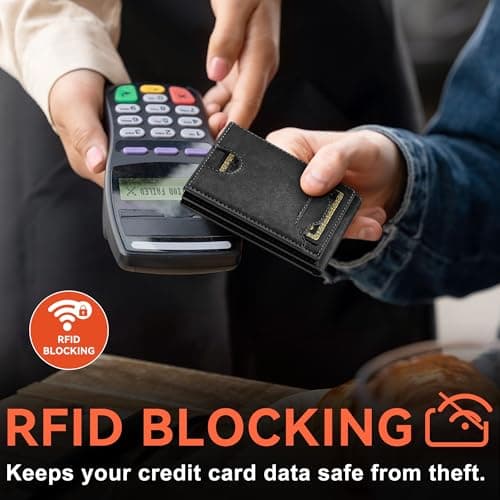 furid Leather Slim Wallet for Men Minimalist: Magnetic Closure Bifold Front Pocket Wallets with Money Clip - Rfid Credit Card Holder Wallet - Gifts for Men at Birthday - Thumbnail 3