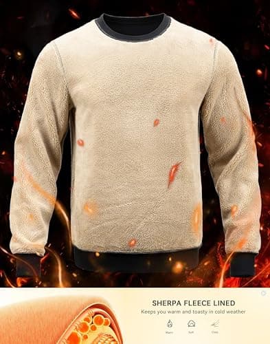 G Gradual Sherpa Lined Sweatshirts for Men Fleece Crewneck Sweatshirt Pullover Warm Shirts for Winter, Black, 3X-Large - Thumbnail 4