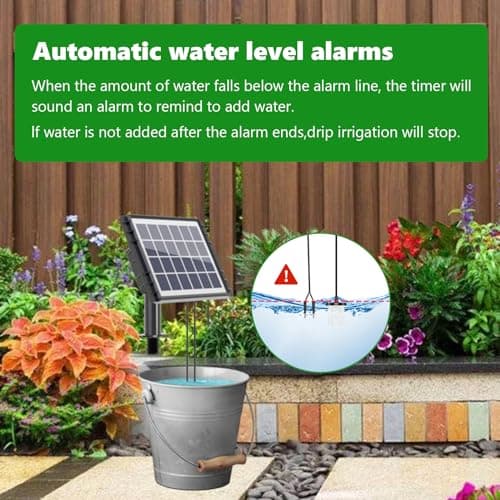 49FT Solar Drip Irrigation System, Auto Watering Kit for 15 Pots, Solar-Powered Plant Watering, 25 Timer Modes, 900ml/min Flow Indoor/Outdoor Garden, Balcony & Patio Irrigation System - Thumbnail 4