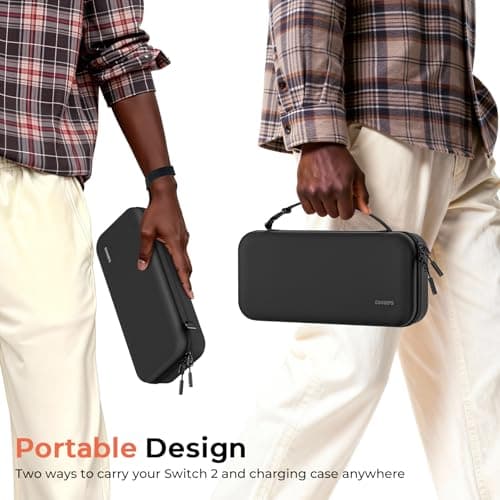 COOWPS Carrying Case with 10,000mAh, 22.5W Power Bank for Nintendo Switch 2, Fit P2/SUPCASE/Killswitch Case, Portable Full Protection Travel Bag with Game Card Slots, Holds Charge Adapter Accessories - Thumbnail 4