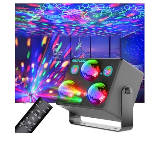 Party Lights,Disco DJ Strobe Light Rave Stage Projector Effect Dance Club Light Sound Activated with Remote Control for Parties Home Show KTV Pub Dance Christmas