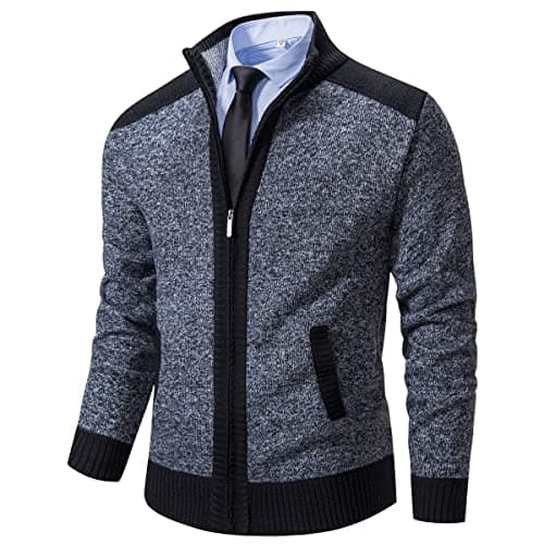 Msmsse Men's Cardigan Sweaters Full Zip Knitted Sweater for Mens Dark Grey US M - Image 1